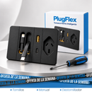 Tomacorriente Inteligente PlugFlex — USB, USB-C y 2 Cables Retráctiles