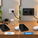 Tomacorriente Inteligente PlugFlex — USB, USB-C y 2 Cables Retráctiles