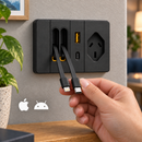 Tomacorriente Inteligente PlugFlex — USB, USB-C y 2 Cables Retráctiles